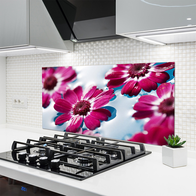 Kitchen Splashback Flowers floral red blue