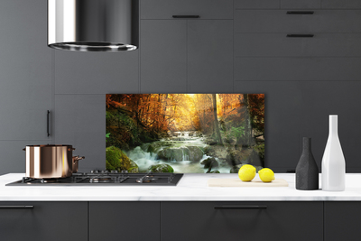 Kitchen Splashback Waterfall forest stones nature brown yellow grey white