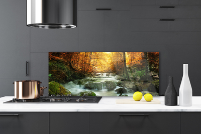 Kitchen Splashback Waterfall forest stones nature brown yellow grey white