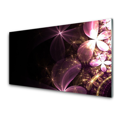 Kitchen Splashback Abstract art black pink gold