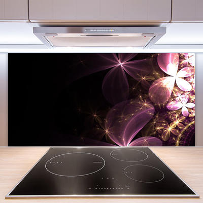 Kitchen Splashback Abstract art black pink gold