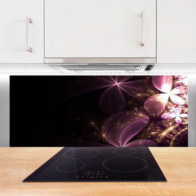 Kitchen Splashback Abstract art black pink gold