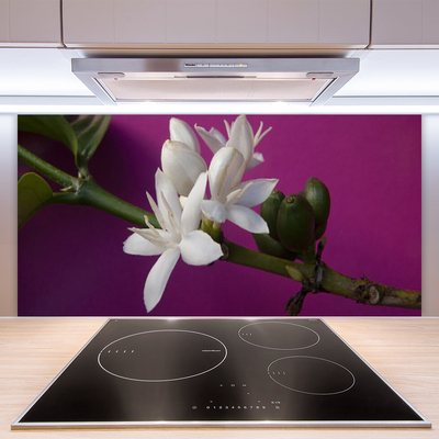 Kitchen Splashback Flower stalks floral white green