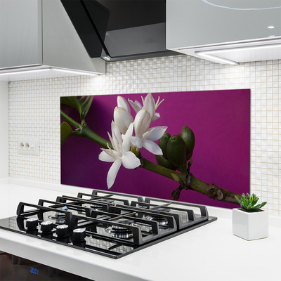 Kitchen Splashback Flower stalks floral white green