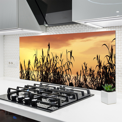 Kitchen Splashback Leaves floral black