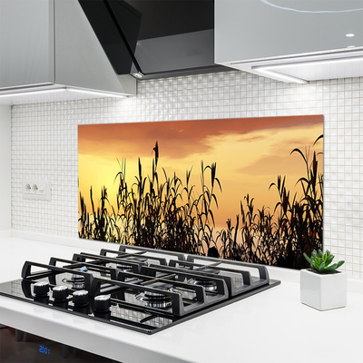 Kitchen Splashback Leaves floral black