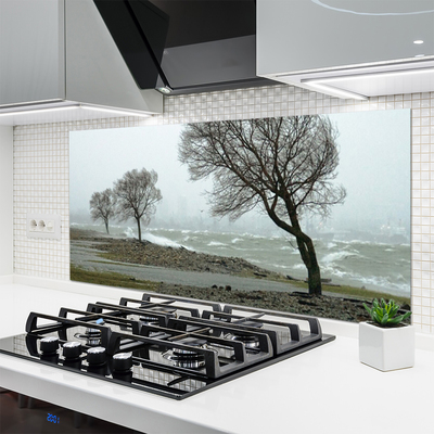 Kitchen Splashback Trees nature brown