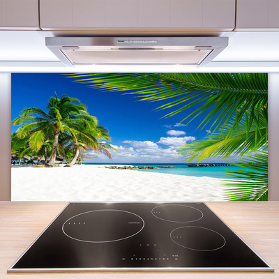 Kitchen Splashback Beach palm trees landscape brown green