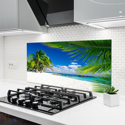 Kitchen Splashback Beach palm trees landscape brown green