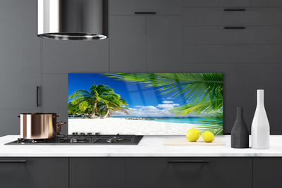 Kitchen Splashback Beach palm trees landscape brown green