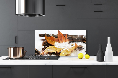 Kitchen Splashback Leaf floral brown