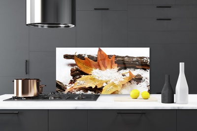 Kitchen Splashback Leaf floral brown