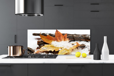 Kitchen Splashback Leaf floral brown