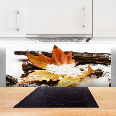 Kitchen Splashback Leaf floral brown