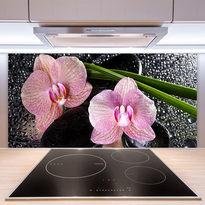 Kitchen Splashback Flowers floral green pink