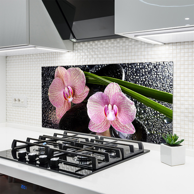 Kitchen Splashback Flowers floral green pink