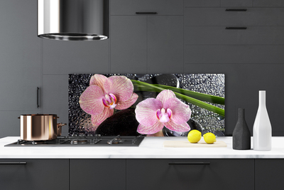 Kitchen Splashback Flowers floral green pink