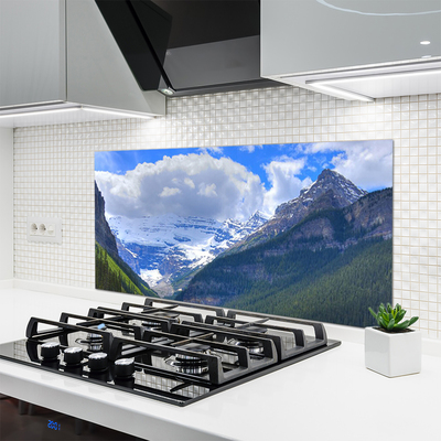 Kitchen Splashback Mountains landscape grey blue white green