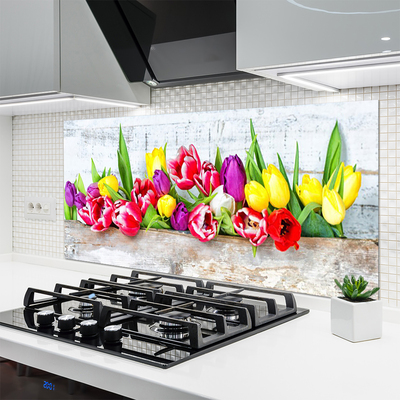 Kitchen Splashback Tulips floral multi
