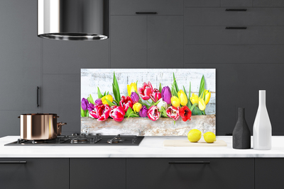 Kitchen Splashback Tulips floral multi