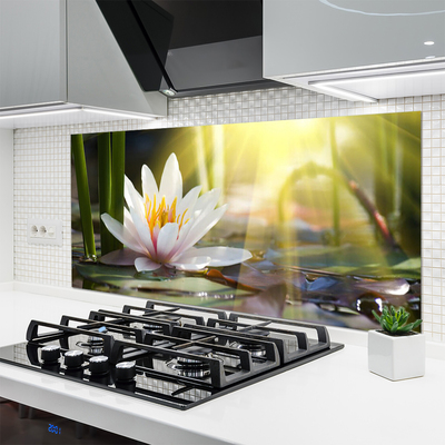 Kitchen Splashback Flowers water floral white green