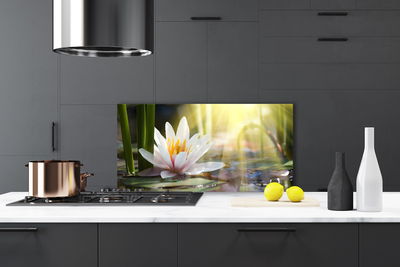 Kitchen Splashback Flowers water floral white green