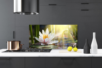 Kitchen Splashback Flowers water floral white green