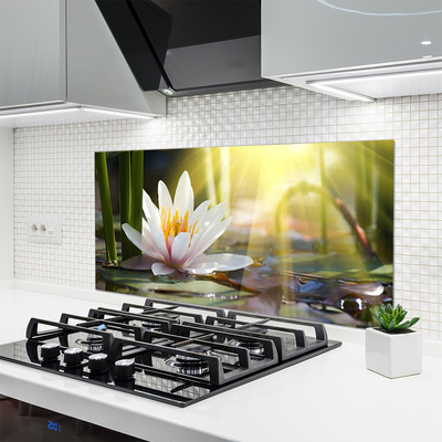 Kitchen Splashback Flowers water floral white green