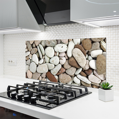 Kitchen Splashback Stones art white grey brown