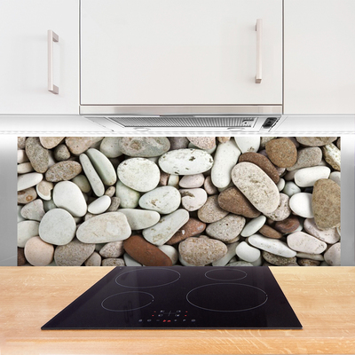 Kitchen Splashback Stones art white grey brown