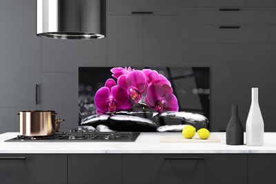 Kitchen Splashback Flower stones floral red black