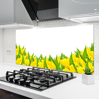 Kitchen Splashback Flowers floral yellow