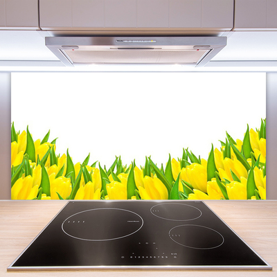 Kitchen Splashback Flowers floral yellow