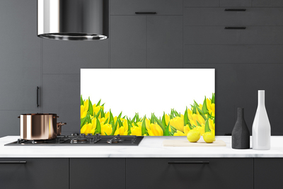 Kitchen Splashback Flowers floral yellow