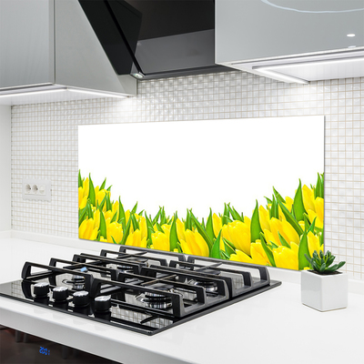 Kitchen Splashback Flowers floral yellow