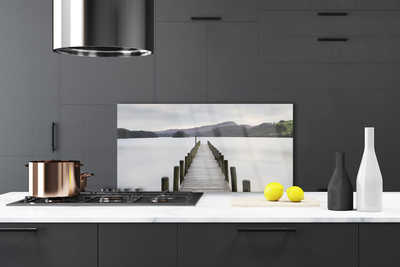 Kitchen Splashback Sea bridge architecture grey