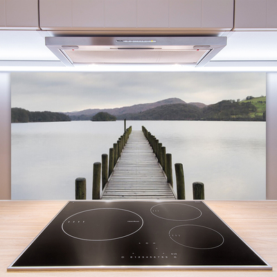 Kitchen Splashback Sea bridge architecture grey