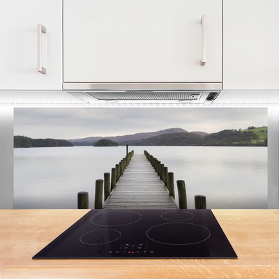 Kitchen Splashback Sea bridge architecture grey