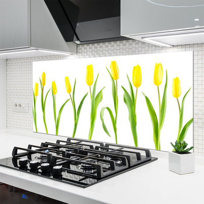 Kitchen Splashback Tulips floral yellow green