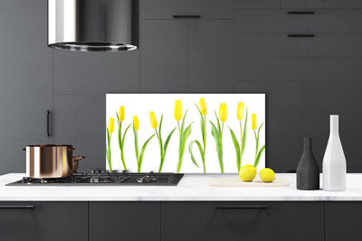 Kitchen Splashback Tulips floral yellow green