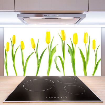Kitchen Splashback Tulips floral yellow green