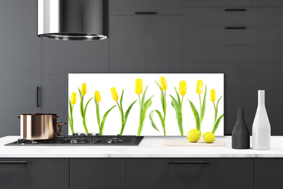 Kitchen Splashback Tulips floral yellow green