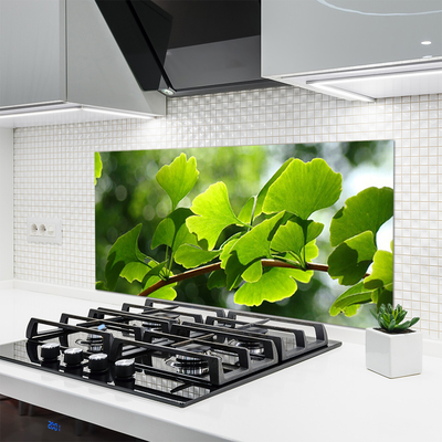 Kitchen Splashback Branch leaves floral brown green