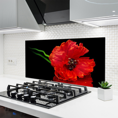 Kitchen Splashback Flower floral red