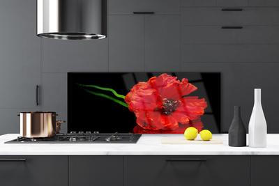 Kitchen Splashback Flower floral red