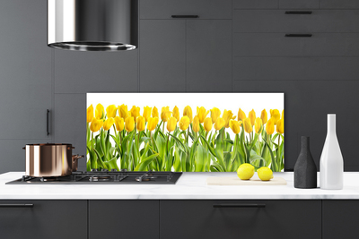 Kitchen Splashback Tulips floral yellow green