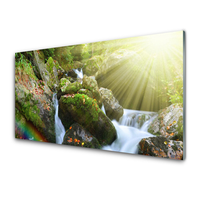 Kitchen Splashback Sun waterfall rainbow nature multi