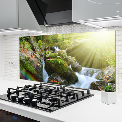 Kitchen Splashback Sun waterfall rainbow nature multi