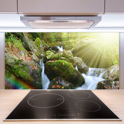 Kitchen Splashback Sun waterfall rainbow nature multi