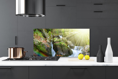 Kitchen Splashback Sun waterfall rainbow nature multi